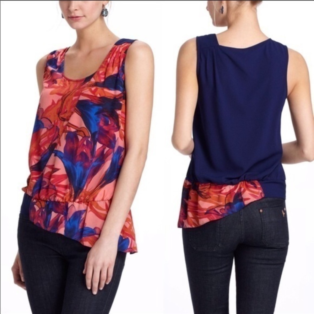 ANTHRO LEIFSDOTTIR MALVA FLORAL LOUD BOLD SUMMER SILK Artsy TOP 8